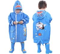 Imperméable pour Enfants - Filles Garçons Poncho de Pluie Tout-Petits Veste de Pluie avec Housse de Sac D'école Vêtements de Pluie Portable Manteau de Pluie 2-10 Ans