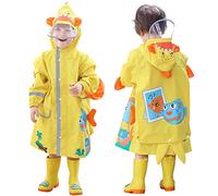Imperméable pour Enfants - Filles Garçons Poncho de Pluie Tout-Petits Veste de Pluie avec Housse de Sac D'école Vêtements de Pluie Portable Manteau de Pluie 2-10 Ans