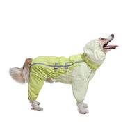 Imperméable pour perro, chamarra réfléchissant Ligera para mascotas, imperméable para perro con correa réglable para el vientre para Perros pequeños, medianos y grandes (jaune, L)