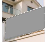 Imperméable Rectangulaire 135 x 365 cm Bloque 98% Rayons UV Protection Visuelle Écran de Balcon avec Oeillets Cordons pour La Fête de Jardin Patio Extérieur, Gris Clair