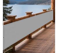 Imperméable Rectangulaire 150 x 700 cm Résistant Aux UV et Aux Intempéries Bache Ombrages avec Le Kit de Fixation pour Balcon Terrasse Exterieur Patio Piscine, Gris Clair