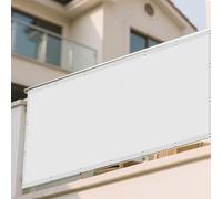 Imperméable Rectangulaire 345 x 365 cm Bloque 98% Rayons UV Protection Visuelle Écran de Balcon avec Oeillets Cordons pour La Fête de Jardin Patio Extérieur, Blanc