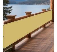 Imperméable Rectangulaire 50 x 350 cm Résistant Aux UV et Aux Intempéries Bache Ombrages avec Le Kit de Fixation pour Balcon Terrasse Exterieur Patio Piscine, Jaune Sable