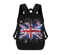Imperméable Sac À Dos d'affaires Feu d'artifice du Drapeau du Royaume-Uni Sacs D'École Loisir Multicolore Cartable Scolaire pour Gym, Bureau, Randonnée, 42X32X14Cm