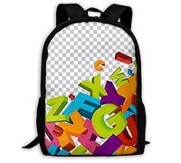 Imperméable Sac À Dos d'affaires Lettre De L'Alphabet Anglais Cartable Scolaire Grande Capacité Sac À Dos Scolaire pour Usage Quotidien, Gym, Randonnéebureau, 42X32X14Cm
