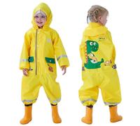 Imperméables Enfant Combinaison de Pluie, Garçon Fille Manteau de Pluie Poncho à Capuche Vêtements de Pluie Rayure Réfléchissante Outdoor Imperméable, 2-5 Ans Taille M