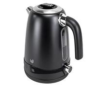 Impolio Bouilloire rétro 1,7 l, avec réglage de la température, rétro vintage, bouilloire avec protection contre la surchauffe Noir mat Certifié TÜV Rheinland GS 2200 W