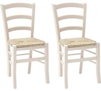 Import Trade - Lot de 2 Chaises Venezia en Bois Blanc Ivoire, Cuisine, Restaurant, Salle à Manger et Agritourisme, Chaise Rustique en hêtre avec Assise en Paille de Riz, Made in Italy.