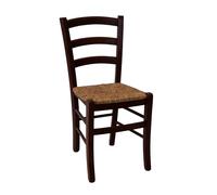 Import Trade Venezia Chaise en bois, couleur noix, cuisine, restaurant, salle à manger et ferme, chaise rustique en hêtre et assise en paille de riz, fabriquée en Italie