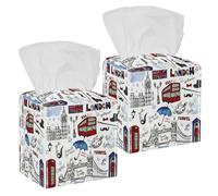 Importance in London Lot de 2 boîtes à mouchoirs carrées en cuir pour coiffeuse, réservoir de toilettes, commode, table de nuit, comptoir, bureau, voiture