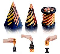 Impossible Cone (3PCS), 3D Imprimé Spiral Cone Fidget Toy, Jouet de Cône en Spirale, Sculpture de passthrough Pyramide, Stress Relief décorations de Bureau pour Enfants Cadeau pour Adultes (Or)