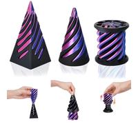 Impossible Cone (3PCS), 3D Imprimé Spiral Cone Fidget Toy, Jouet de Cône en Spirale, Sculpture de passthrough Pyramide, Stress Relief décorations de Bureau pour Enfants Cadeau pour Adultes (Violet)