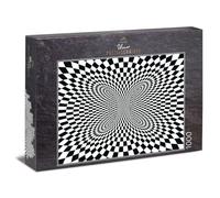 Impossible Puzzle 1000 pièces « ver de cerveau » - Grille noire et blanche avec effet de profondeur fascinant et distorsion géométrique - Motif de puzzle très lourd - Qualité du puzzle fabriqué en