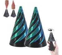 Impossible Pyramide Passthrough - Jouet Fidget Toy - Impression 3D - Cône en spirale - Décoration de bureau - Cadeau souvenir - Noir et vert