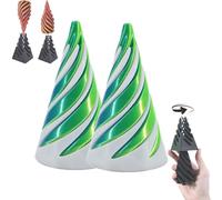 Impossible Pyramide Passthrough - Jouet Fidget Toy - Impression 3D - Cône en spirale - Sculpture de pyramide - Décoration de bureau - Cadeau souvenir (2 nouveaux blanc-vert)