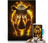 Impossible Rhinocéros Ardent Puzzles de 1000 pièces pour Adultes 50x75cm Chaque pièce est Unique - Jeu Familial Stimulant et Amusant