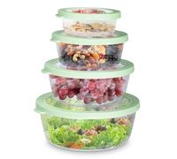 imposyu 4x Boîtes Alimentaires Ronde en Plastique Boite Congelation Meal prep Containers Boite Hermetique Alimentaire pour Préparation des Repas, Convient pour le Réfrigérateur, Micro-ondes
