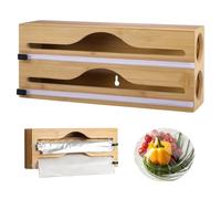 imposyu Distributeur Papier Aluminium et Film Distributeur Film Alimentaire 33x14x7cm Distributeur de Film Plastique Film Coupe-Capsule pour Tiroir de Cuisine