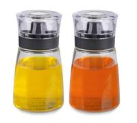 imposyu Ensemble 2 pièces Distributeur D'huile Remplir Bouteille Huile et Vinaigre 160 ml Shaker Vinaigrette En Verre Avec Couvercle pour Huile D'olive, Vinaigre, Miel