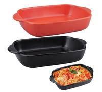 imposyu Lot de 2 Plats à Four Plat à Lasagne Rectangulaire Céramique Plat à Four en Céramique Petits Plats à Gratin Idéal pour Four, Lasagnes, Cuisson et Rôtisserie