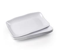 imposyu Lot de 4 Assiette Blanche Rectangulaire Assiette Plate 29,5x16,6x2,7cm Assiettes Service de Table Rectangulaire Assiettes Plates pour Gâteau, Dessert, Salade, Sushi