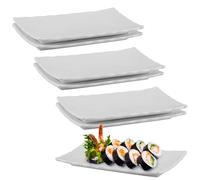 imposyu Lot de 6 Assiettes Plates Blanches Plateaux de Service Porcelaine 20x9x1,4cm Assiettes Service de Table Rectangulaire pour Dessert, Buffet, Apéritif