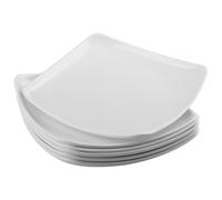 imposyu Lot de 6 Assiettes Plates Carrées Blanches 23,9x3,3cm Assiettes Service de Table Assiette Blanche pour Salade, Steak, Plat Principal, Fruit