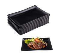imposyu Lot de 8 Assiette Noir Assiettes à Dessert Rectangulaires 19,3x12,7x2,3cm Assiette Rectangulaire Petites Assiettes pour Dessert, Entrées, Gâteau etc