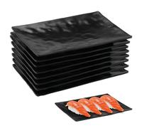 imposyu Lot de 8 Assiette Noir Assiettes à Dessert Rectangulaires 19,8x13,7x2,1CM Assiette Rectangulaire Petites Assiettes pour Dessert, Entrées, Gâteau etc