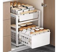 IMPREC Rangements sous Évier, Étagère De Rangement Coulissante sous L'évier Organisateurs Coulissants for La Maison sous Le Rangement De L'armoire (Color : Bianco, Size : 29.5x39x42cm)