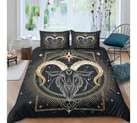 Impression 3D Bélier Housse De Couette King 220x240 cm Microfibre Douce 3 Pièces Animal de l'art Parures De Lit avec Taie d'oreiller,pour Enfants Et Adolescents