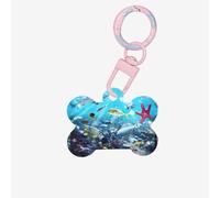 Impression 3D colorée de la nature de la mer sous l'eau de poissons tropicaux - 1 plaque d'identité double face en forme d'os de chien avec porte-clés pour animaux de compagnie