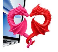 Impression 3D créatures fabuleuses pour bibliothèque avec forme de cœur | Présentoir de livres fantaisie dragon : élégant pour étagères, bureaux et zones de lecture, parfait pour les collectionneurs