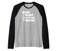 Impression 3D « Eat Sleep » Répétez l'impression 3D drôle Manche Raglan