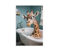 Impression 3D Girafes Prenant Un Bain Art Mural de Salle de Bain Impression sur Toile Se Présentant sur les Toilettes Impression Abstraite d'Animaux Drôles Affiches d'Humour Décoration d'Intérieur 40