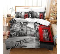 Impression 3D Housse De Couette Résistant Street View à Londres À La DécoloSourision Housse Couette Haute Qualité 3 Pièces Avec Taies D'oreiller Literie Pour Garçons Adultes Single（140x200cm）