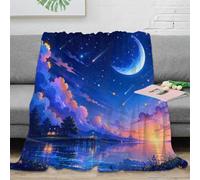 Impression 3D microfibre, plaid Moon Sky pour le salon et la chambre | 50x60inchDécoration distinctive complète le décor de la maison, avec un toucher doux pour canapé, chambre, fauteuil et
