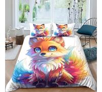 Impression 3D Renard Housse De Couette King 220x240 cm Animal de l'art Parures De Lit 3 Pièces Microfibre Douce avec Taie d'oreiller,pour Enfants,Adolescents Et Adultes