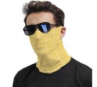 Impression À Grille Jaune Dessinée À La Main Écharpe Tube Multifonctionnel Bandana Unisexe Bandeau pour Randonnée Homme Respirant Cache-Col