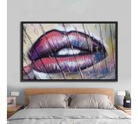 Impression abstraite de lèvres, art abstrait des lèvres, affiche de lèvres sexy, toile graffiti pour lèvres, images de lèvres, décoration murale pour femme, 21 x 30 cm, avec cadre