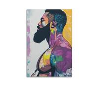 Impression abstraite sur toile représentant un homme noir, surréalisme, profil barbu, décoration murale urbaine, cadeau unique, poster décoratif sur toile, affiches murales et image d'art moderne pour