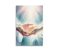 Impression aquarelle Jésus-Christ, mains de guérison, Jésus tenant la main, deuil, maladie, espoir, foi, peinture décorative sur toile, affiches murales et art imprimé moderne pour chambre à coucher