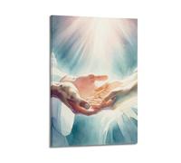 Impression aquarelle Jésus-Christ, mains de guérison, Jésus tenant la main, deuil, maladie, espoir, foi, peinture décorative sur toile, affiches murales et art imprimé moderne pour chambre à coucher