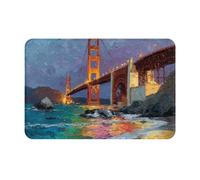 Impression Arc-en-Ciel du Pont du Golden Gate Tapis De Douche Absorbant Paillasson Intérieur Lavable en Machine Tapis De Bain pour Salon Porte Couloir 40X60Cm