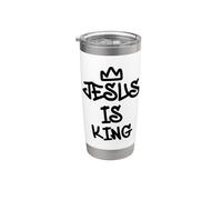 Impression artistique chrétienne de style graffiti Jesus Is King Couronne Gobelet isotherme en acier inoxydable double paroi