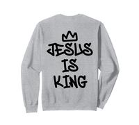 Impression Artistique chrétienne de Style Graffiti Jesus is King Couronne Sweatshirt