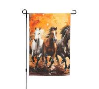 Impression artistique de chevaux 30,5 x 45,7 cm, drapeau de jardin toutes saisons, décoration extérieure pour cour, patio, porche et pelouse drapeau