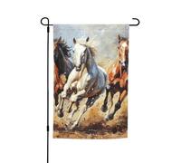 Impression artistique de chevaux 30,5 x 45,7 cm, drapeau de jardin toutes saisons, décoration extérieure pour cour, patio, porche et pelouse drapeau