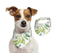 Impression Artistique d'olivier à Feuilles Vertes,Bandanas pour Chien, écharpe en Coton, Bavoirs réglables pour Animaux de Compagnie,M