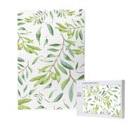 Impression Artistique d'olivier à Feuilles Vertes,Puzzle Familial en Bois de 1 000 pièces pour Adultes et Adolescents